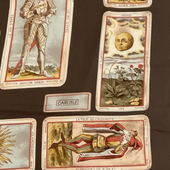 Vintage Carlisle Brown Tarot Card Silk Scarf, NWT - Picture 3 of 7